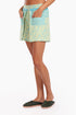 Shorts in printed cotton with front flaps